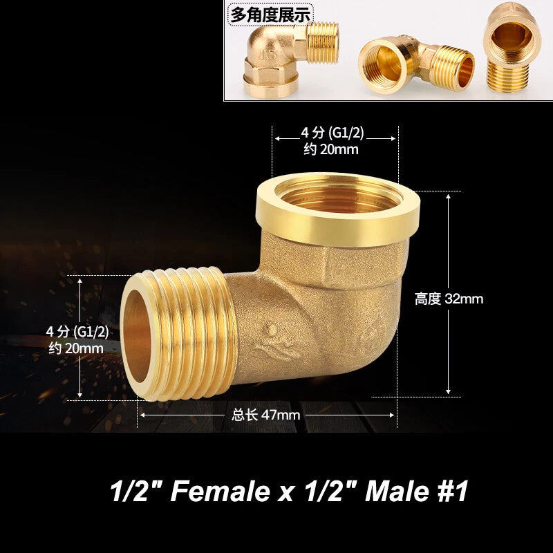 BSP Brass Pipe Fittings – Elbow & Union Connectors, Female/Male, 1/2" 3/4" 1"