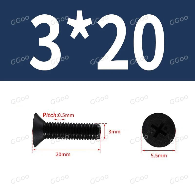 Nylon Countersunk Phillips Screws M2.5–M8, PA66 Non-Conductive Corrosion-Free
