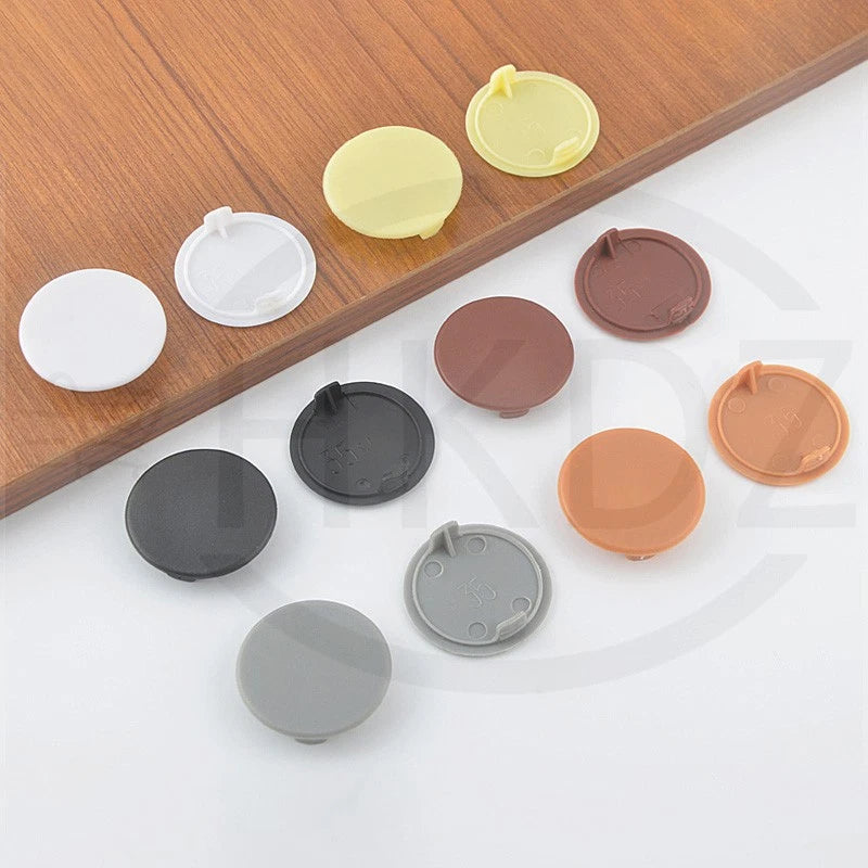 Plastic Screw Caps Covers 5–40mm – Push-in Furniture Hole Plugs, Black, White, Brown