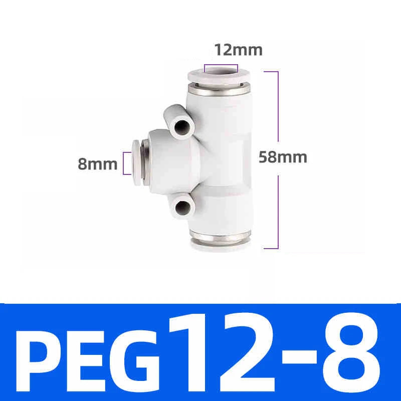 White Pneumatic Push Fit Connector Tube Pipe Joiner Air Water Lines Hose 4-16mm