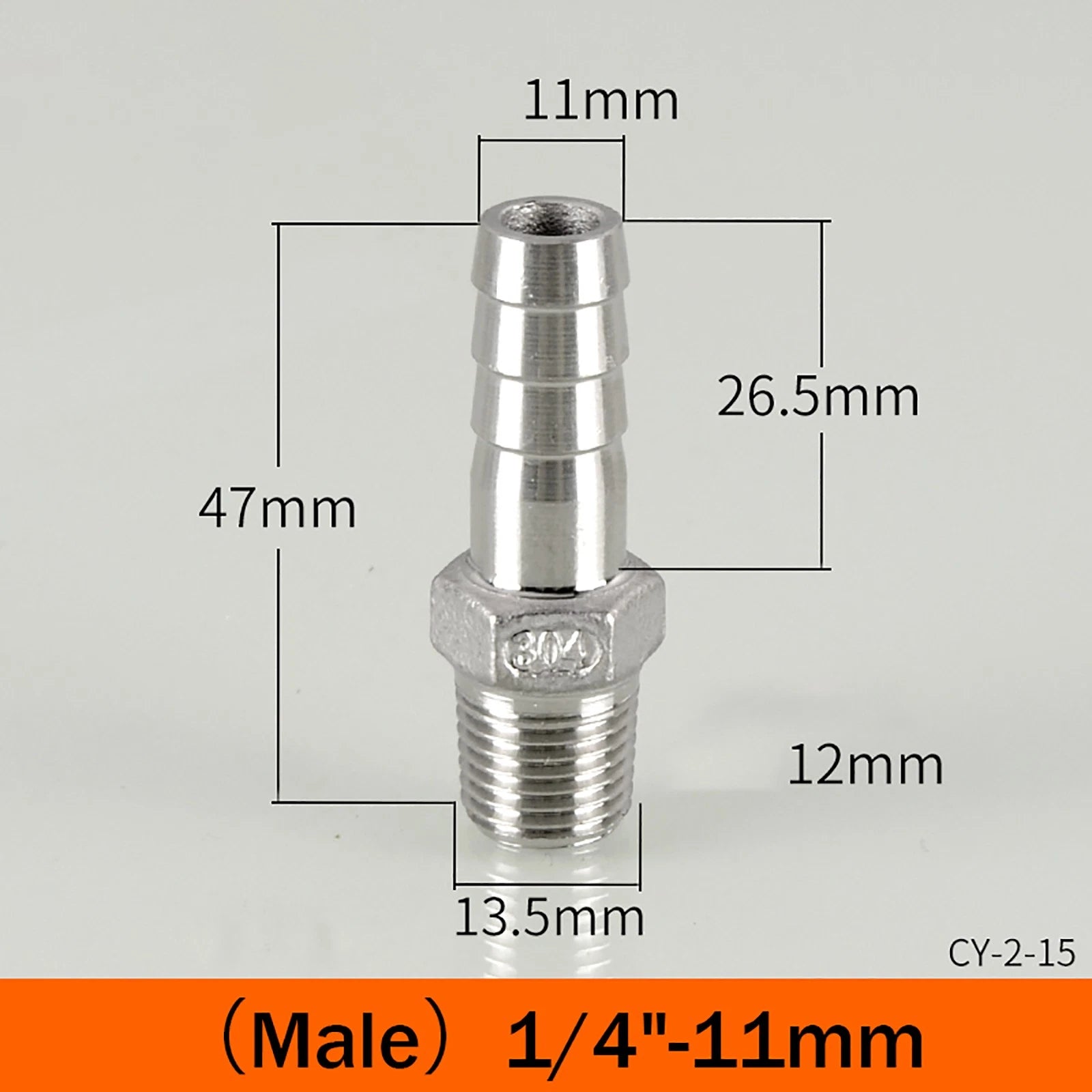 BSP Male Taper Thread x Hose Tail Adapter Fittings — Stainless Steel 304