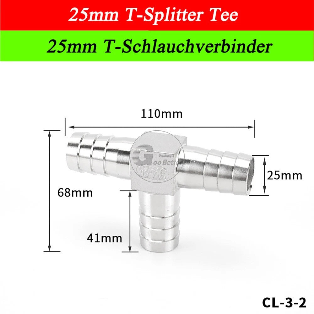 A2 Stainless Steel 8-41mm Barbed Hose Connector,Hosetail Pipe Air Water Oil Fuel