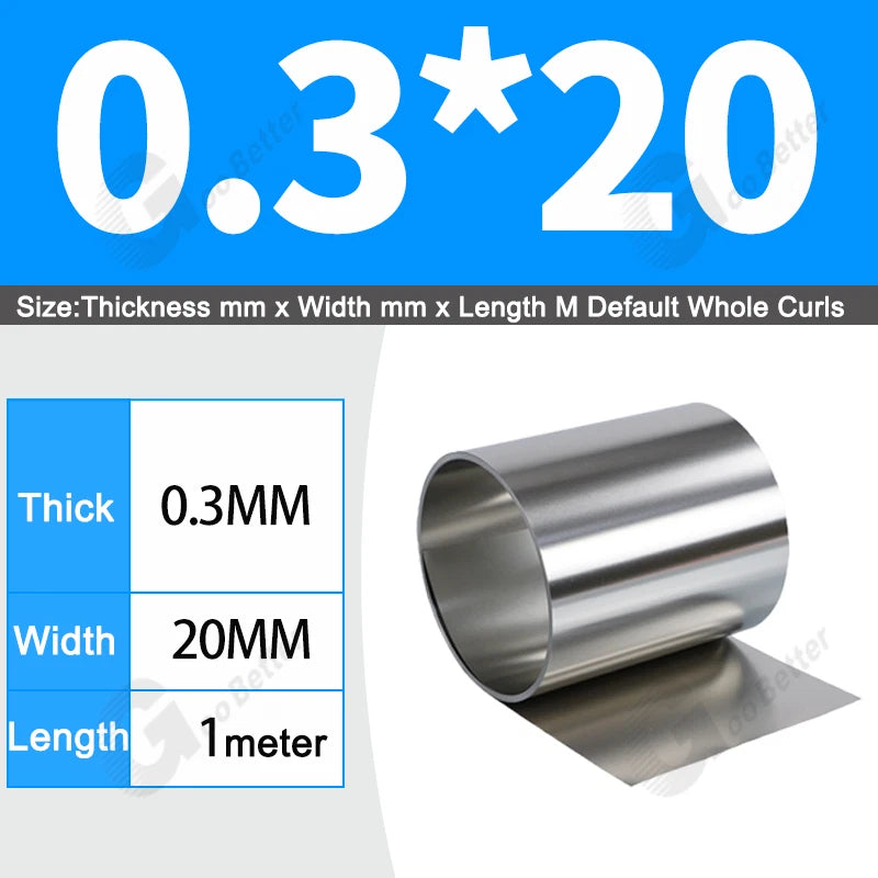 1 Meter 304 Stainless Steel Band SUS304 Sheet Foil Plate Strip Thick 0.01mm-1mm