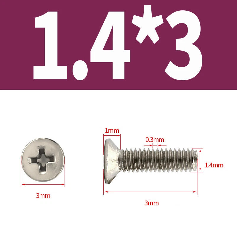 Phillips Machine Screws Countersunk Nickel Plated Steel DIN 965 Flat Head M1~M6