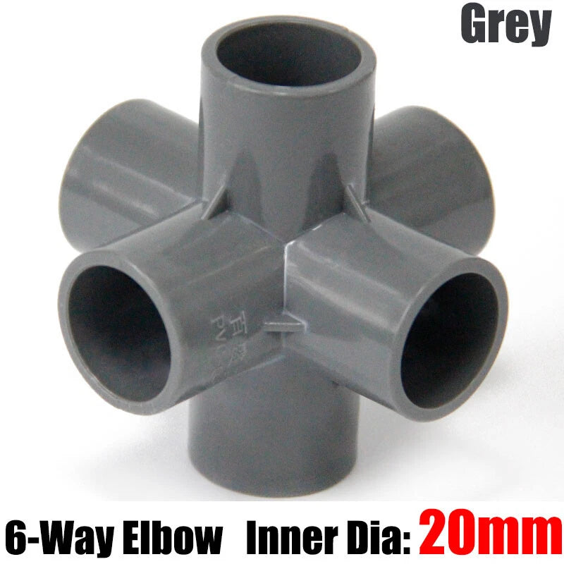 PVC 3 4 5 6-Way Elbow Connector Direct Pipe Fittings 20-110mm White Blue Grey