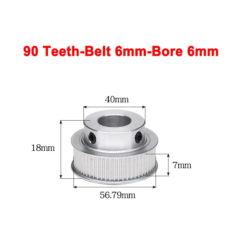 2GT Drive Pulley With Step 16 Tooth - 100 Tooth Bore 4mm - 25mm for 6mm Belt