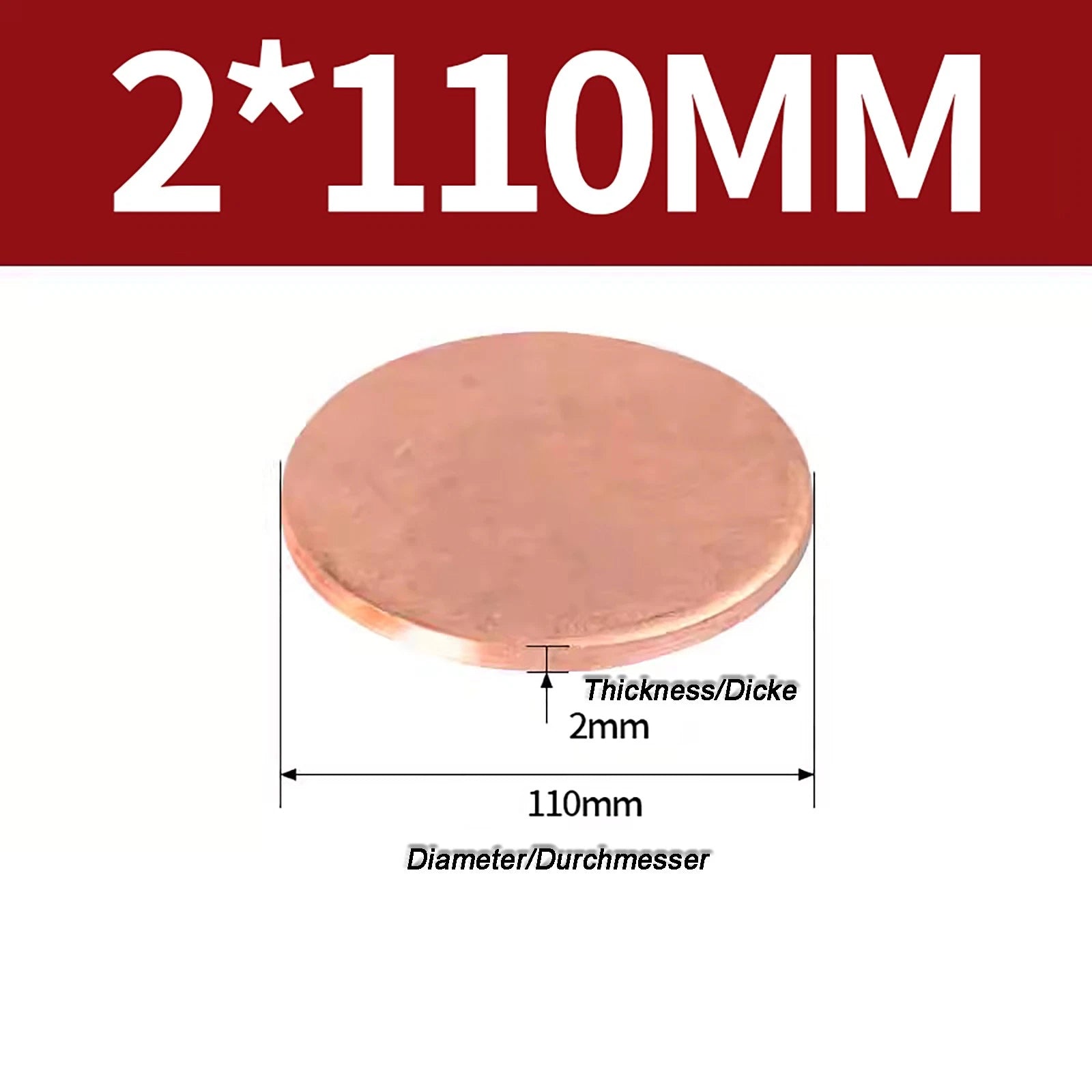Solid Pure Copper Discs Blanks Round Plate Metal Sheet Thick 0.3~6mm Ø10mm~150mm