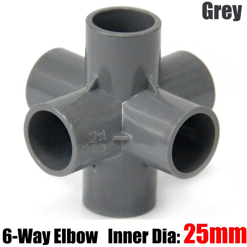 PVC 3 4 5 6-Way Elbow Connector Direct Pipe Fittings 20-110mm White Blue Grey