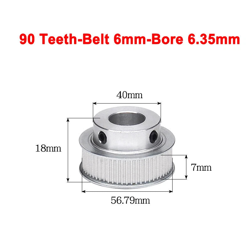 2GT Drive Pulley With Step 16 Tooth - 100 Tooth Bore 4mm - 25mm for 6mm Belt