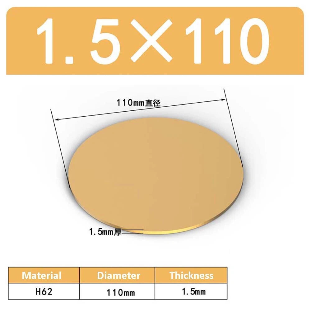 H62 Solids Brass Discs Blanks Metal Round Sheets OD 10mm-300mm Thick 0.3mm-4mm