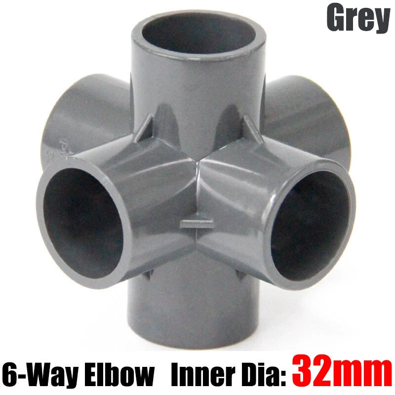 PVC 3 4 5 6-Way Elbow Connector Direct Pipe Fittings 20-110mm White Blue Grey