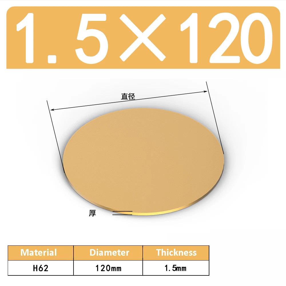H62 Solids Brass Discs Blanks Metal Round Sheets OD 10mm-300mm Thick 0.3mm-4mm