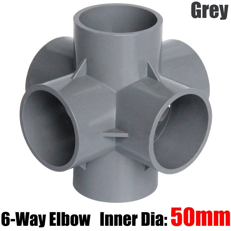 PVC 3 4 5 6-Way Elbow Connector Direct Pipe Fittings 20-110mm White Blue Grey