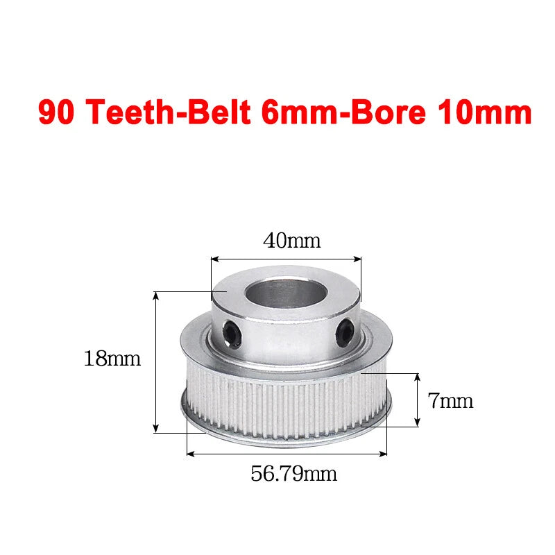 2GT Drive Pulley With Step 16 Tooth - 100 Tooth Bore 4mm - 25mm for 6mm Belt