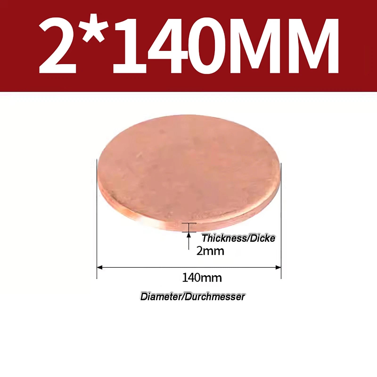 Solid Pure Copper Discs Blanks Round Plate Metal Sheet Thick 0.3~6mm Ø10mm~150mm