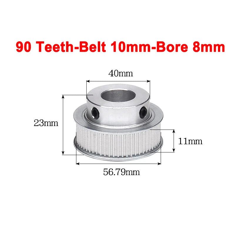 2GT Drive Pulley With Step 16 Tooth - 100 Tooth Bore 4mm - 25mm for 10mm Belt