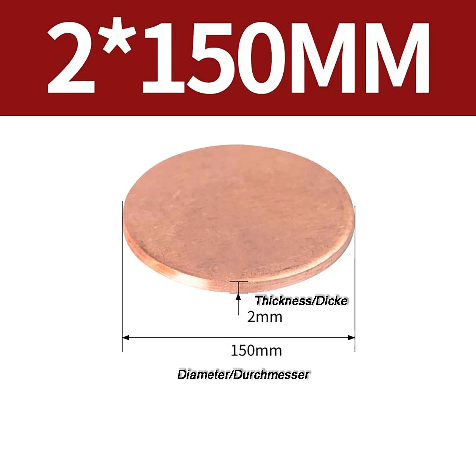 Solid Pure Copper Discs Blanks Round Plate Metal Sheet Thick 0.3~6mm Ø10mm~150mm