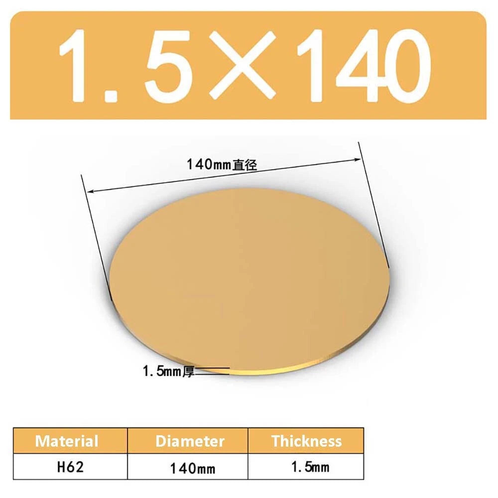 H62 Solids Brass Discs Blanks Metal Round Sheets OD 10mm-300mm Thick 0.3mm-4mm