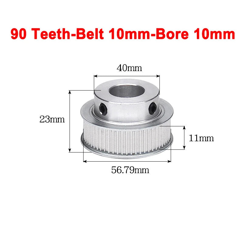 2GT Drive Pulley With Step 16 Tooth - 100 Tooth Bore 4mm - 25mm for 10mm Belt
