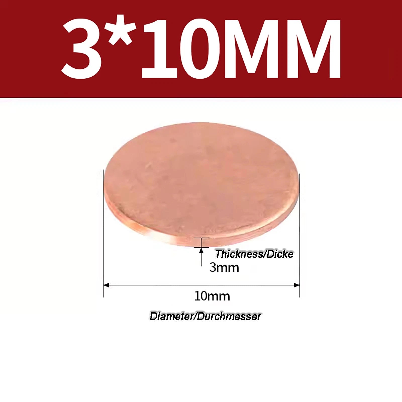 Solid Pure Copper Discs Blanks Round Plate Metal Sheet Thick 0.3~6mm Ø10mm~150mm