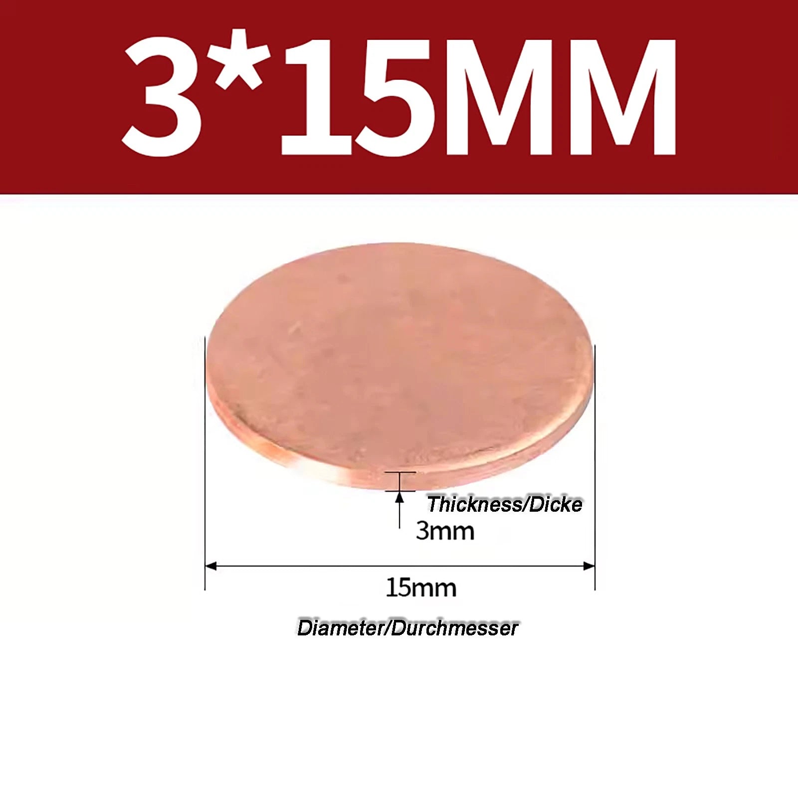 Solid Pure Copper Discs Blanks Round Plate Metal Sheet Thick 0.3~6mm Ø10mm~150mm