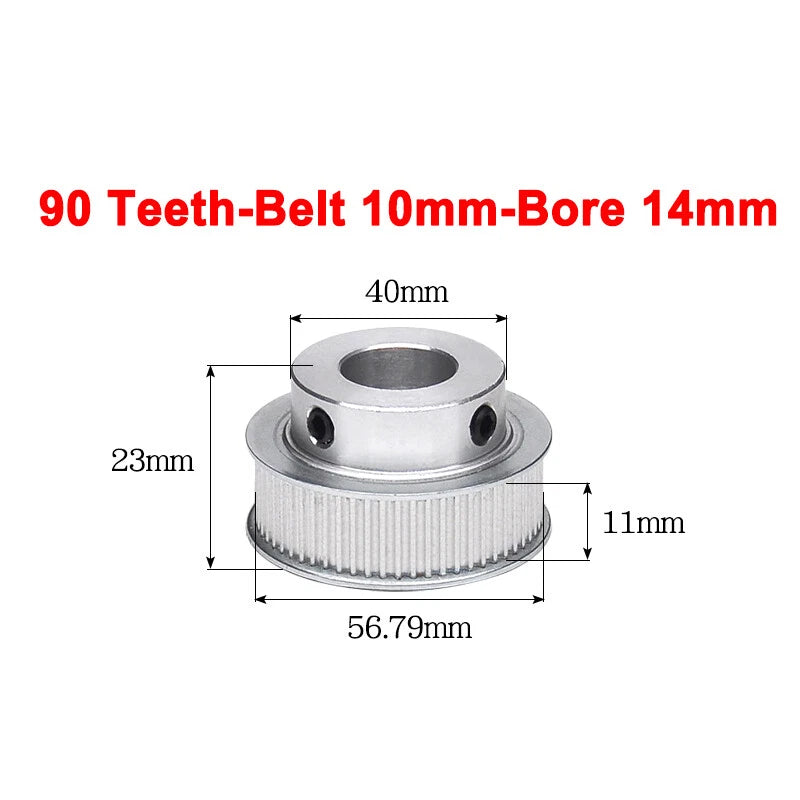 2GT Drive Pulley With Step 16 Tooth - 100 Tooth Bore 4mm - 25mm for 10mm Belt