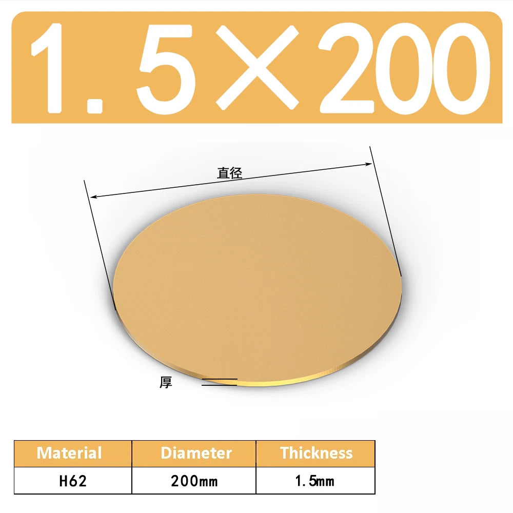 H62 Solids Brass Discs Blanks Metal Round Sheets OD 10mm-300mm Thick 0.3mm-4mm