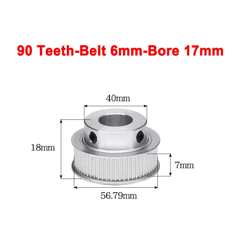 2GT Drive Pulley With Step 16 Tooth - 100 Tooth Bore 4mm - 25mm for 6mm Belt