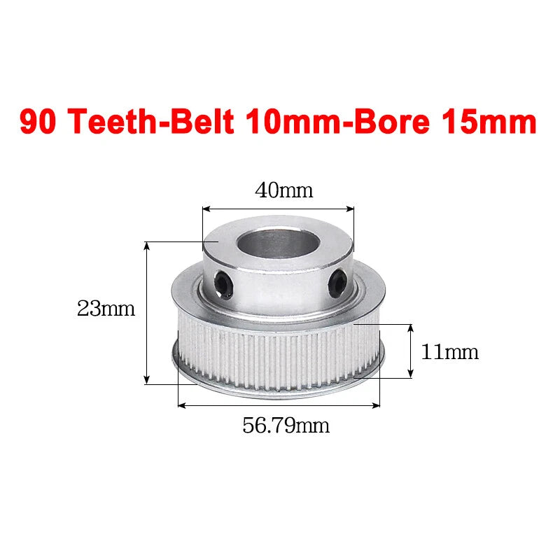 2GT Drive Pulley With Step 16 Tooth - 100 Tooth Bore 4mm - 25mm for 10mm Belt