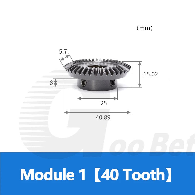 Mod 1 Bevel Gear C45 Steel 1:2 Ratio 15 18 20 30 36 40 Tooth 90° Hardened Black