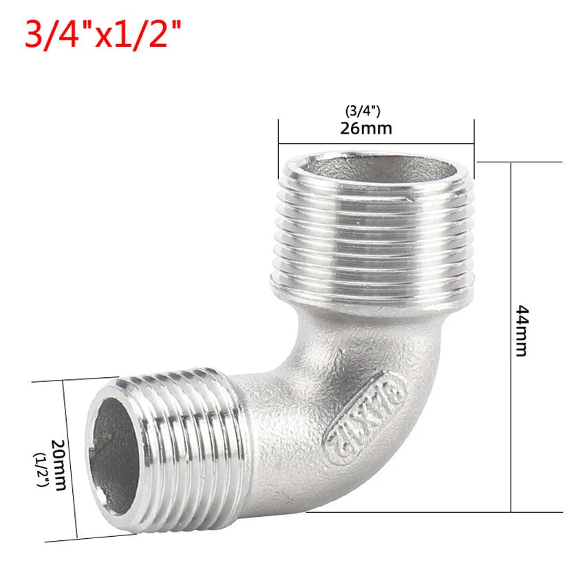 A2 Stainless Steel BSP Male Elbow Pipe Fitting — 1/4" to 2" Equal & Reducing