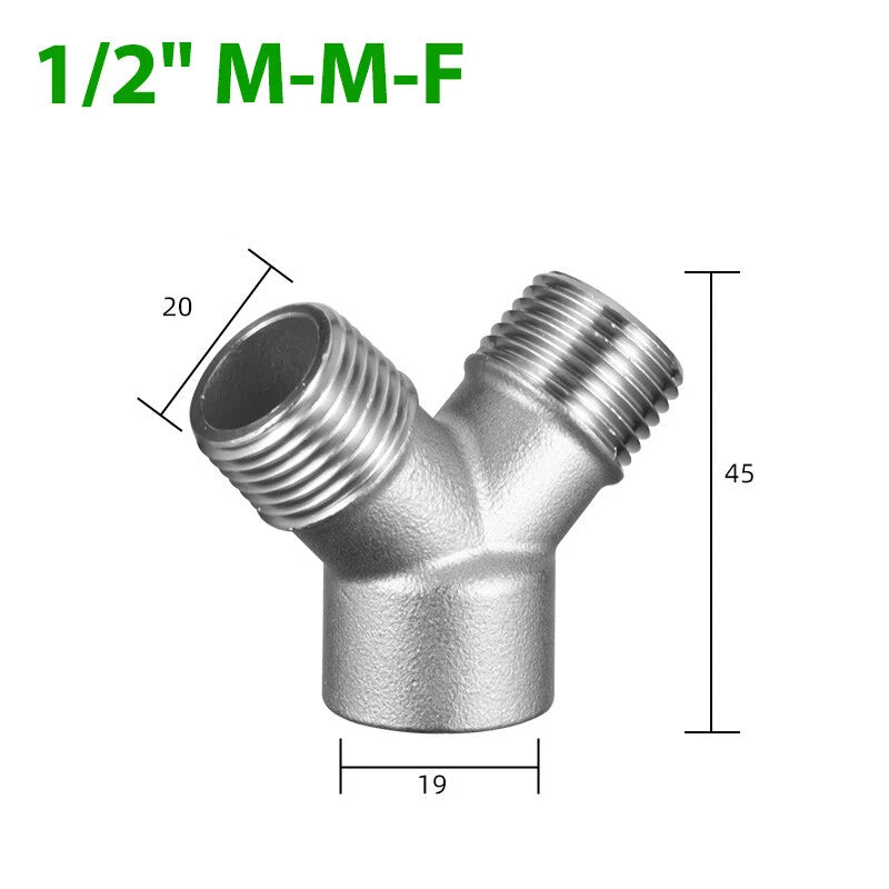 Y Hose Joiner Barbed Splitter — A2 Stainless Steel Hose Connector Fitting