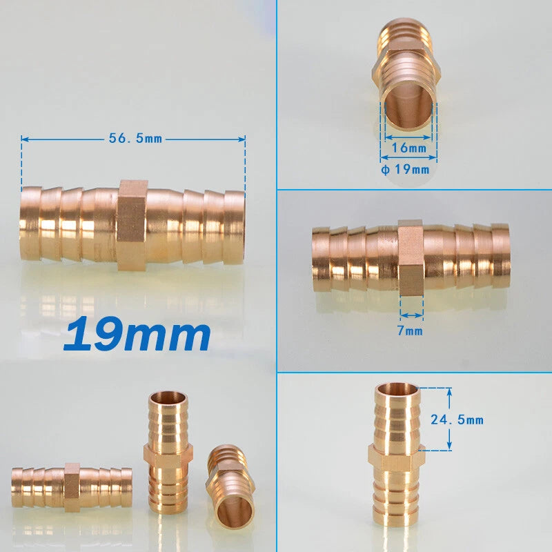 Brass Hose Joiner Straight Barb Splicer Connector Air Fuel Water Pipe Fittings