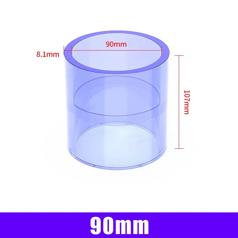 Clear PVC Straight Pipe Coupling — Socket Fitting 20mm to 110mm