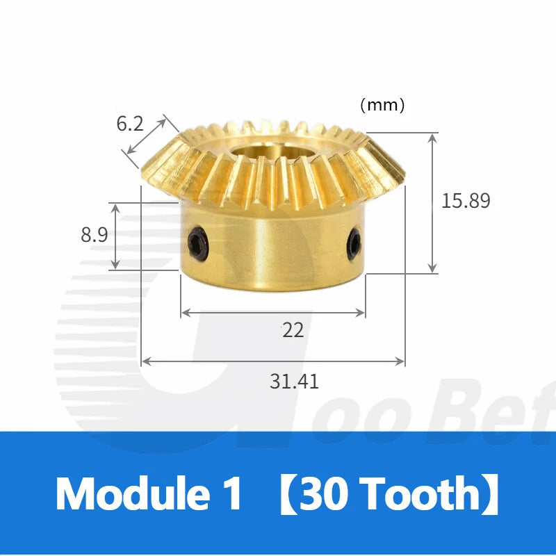 Mod 0.5/0.8/1/1.5 Bevel Gear Set Brass 1:1 Pairing 15/20/25/30 Tooth Miter Gear