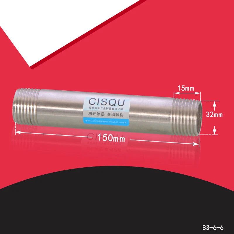 Stainless Steel 316 BSP Male Thread Extension Pipe Nipple — 1/2", 3/4", 1" | 100–300mm