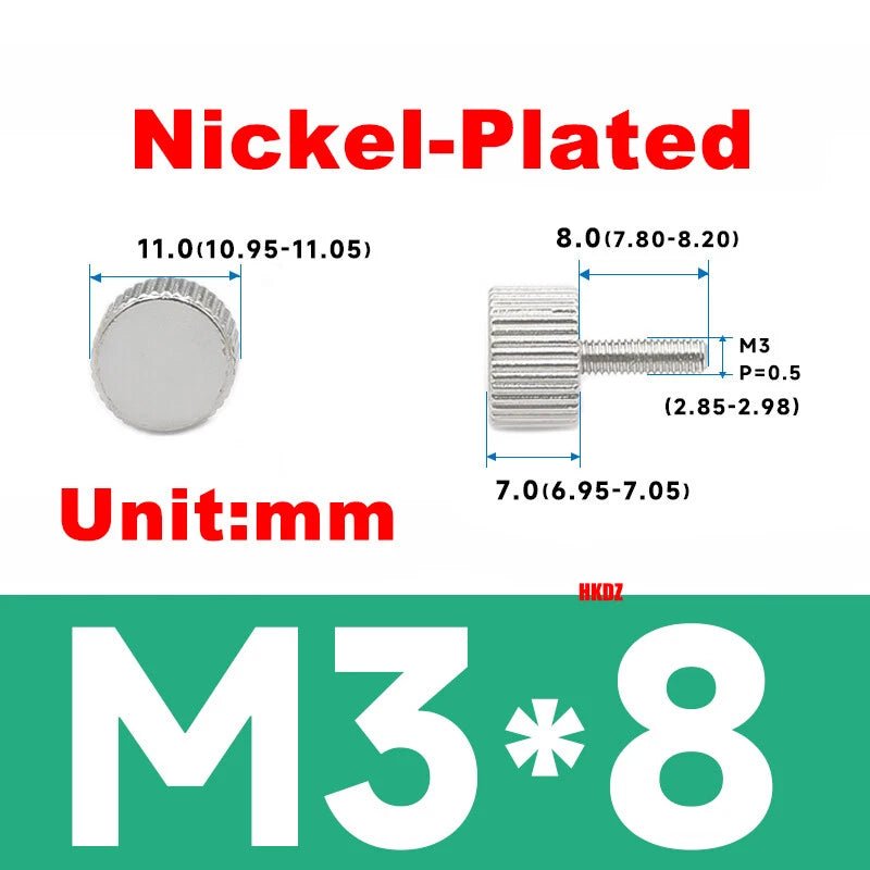 M3 Knurled Thumb Screws – Flat Head Carbon Steel Hand Grip Bolts 6/8/10/12mm - HomeDIYer