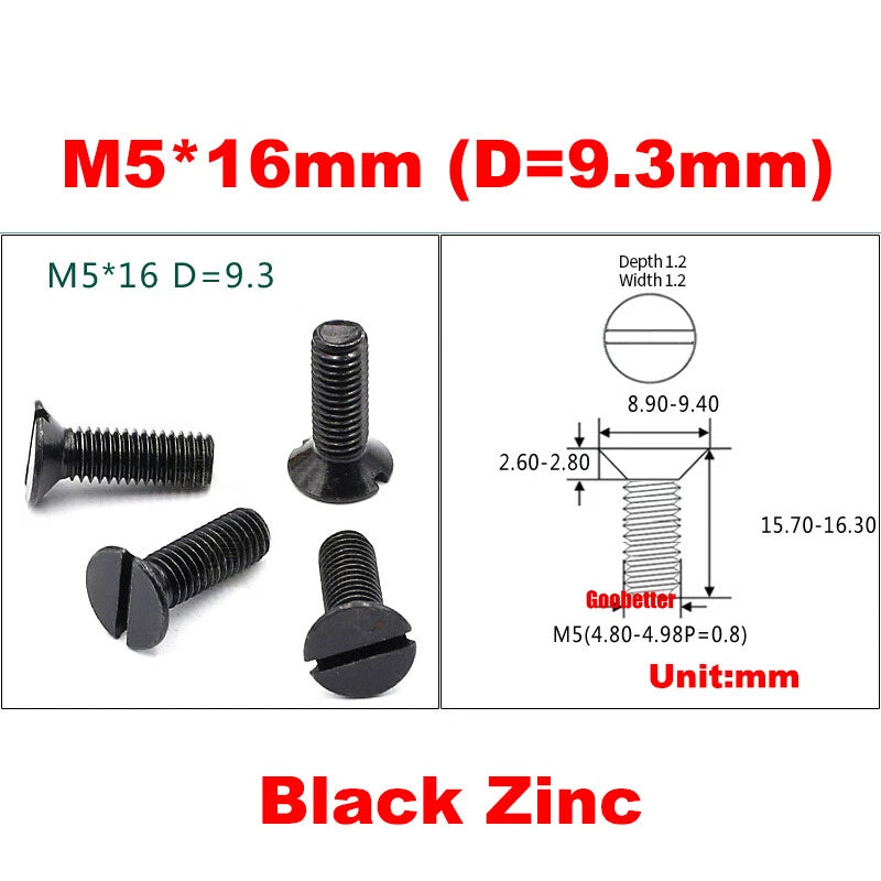 M1.2 M1.6 M2 M4 M5 M6 Slotted Countersunk Head Machine Screws Flat Bolts 3~25mm
