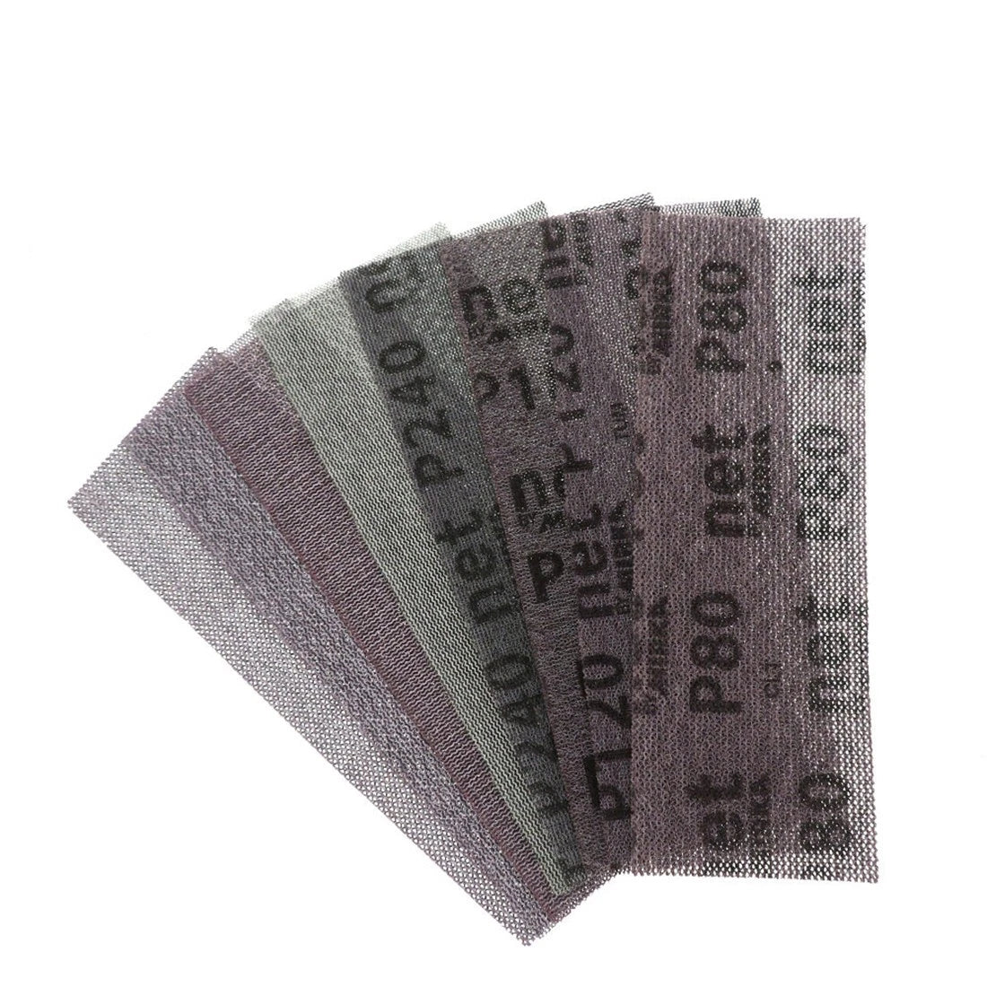 70x198mm Mesh Sanding Sheets — P80 to P1000 Grit Hook & Loop Sandpaper for Detail Sanders