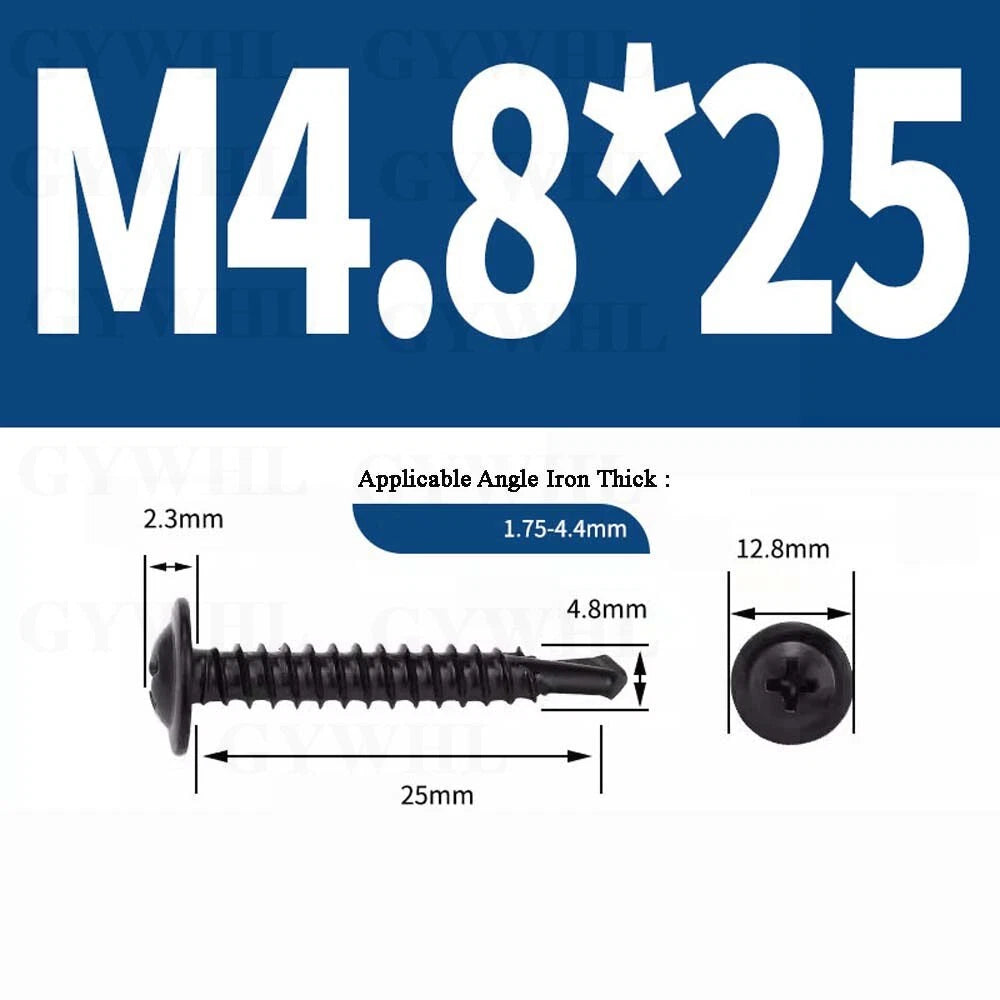 Black Self Drilling Wafer Head Screws Steel Self Tapping Screws for Metal Sheets