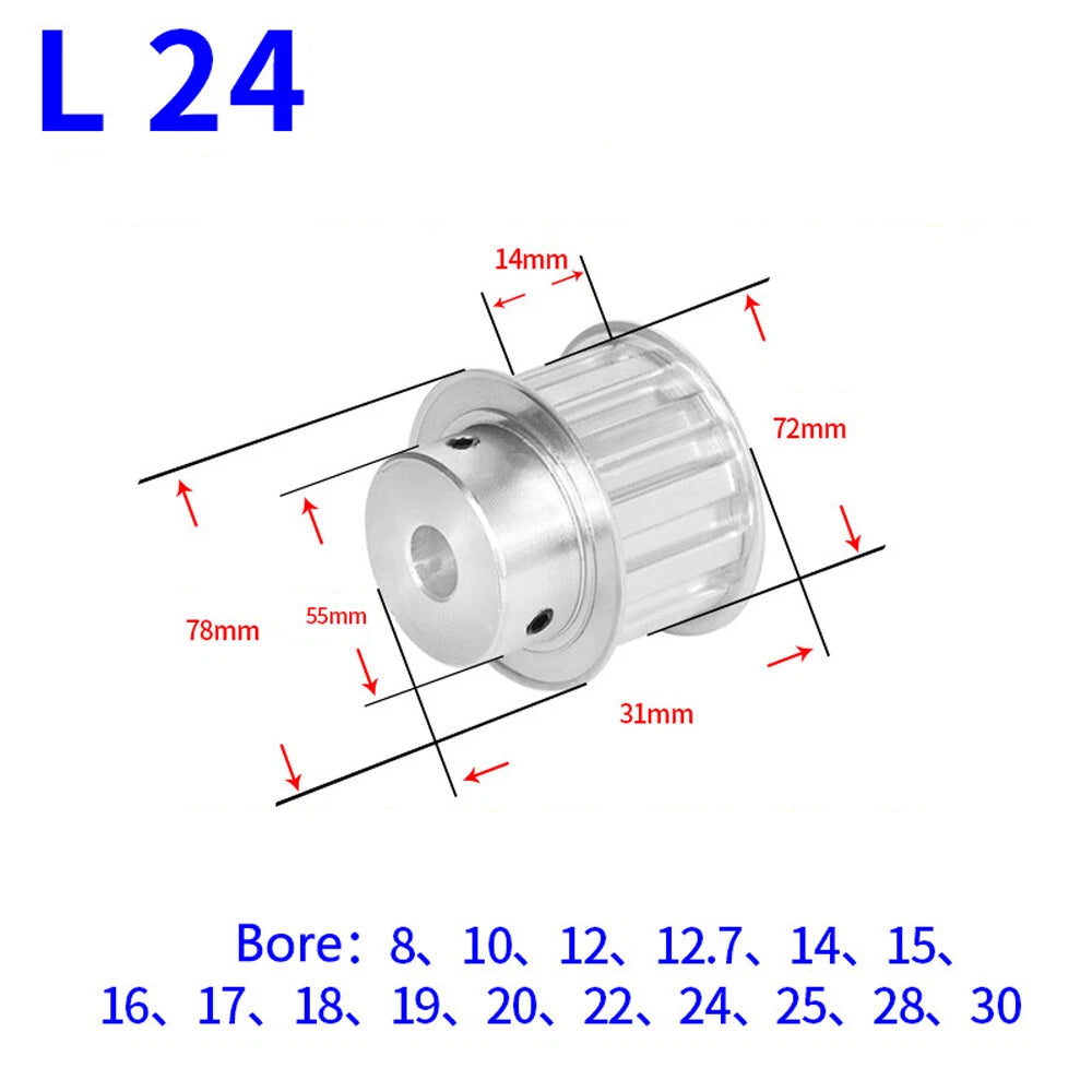 L-Type Timing Belt Pulley 10T-30T Pitch 9.525mm BF-type Drive Pulleys Width 14mm