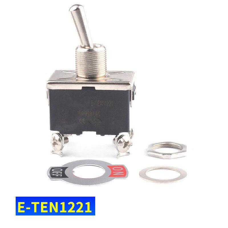 Heavy Duty Toggle Switch 250V ON/OFF — E-TEN Series (2/3/4/6 Pin, Momentary, Waterproof Cover)