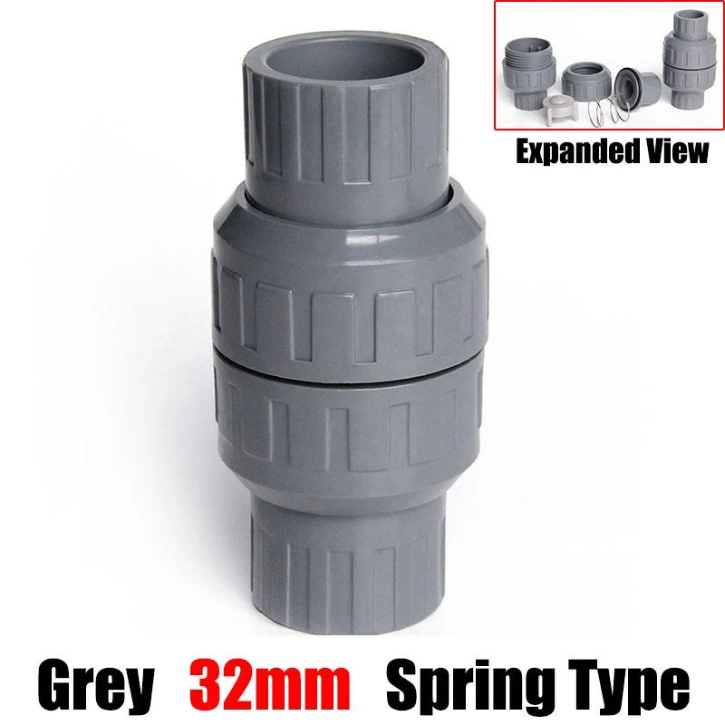 PVC One-way Spring Piston Flap Check Valve Pipe Fittings Ø 32 40 50 63 75 90mm