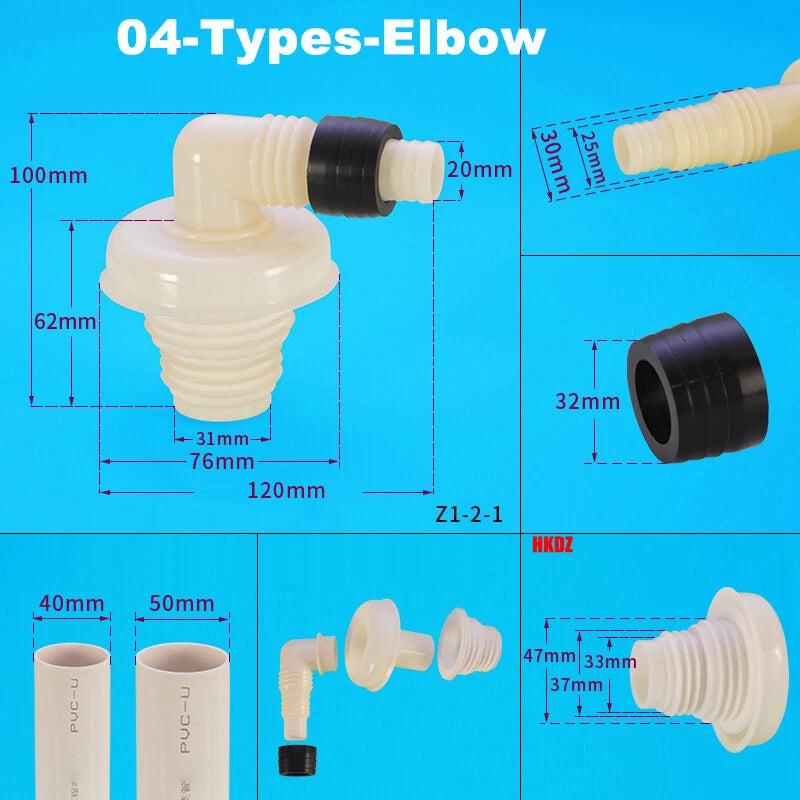 Washing Machine Drain Hose Connector — Tee, Elbow, Straight & Triple Fittings for Sink & Basin
