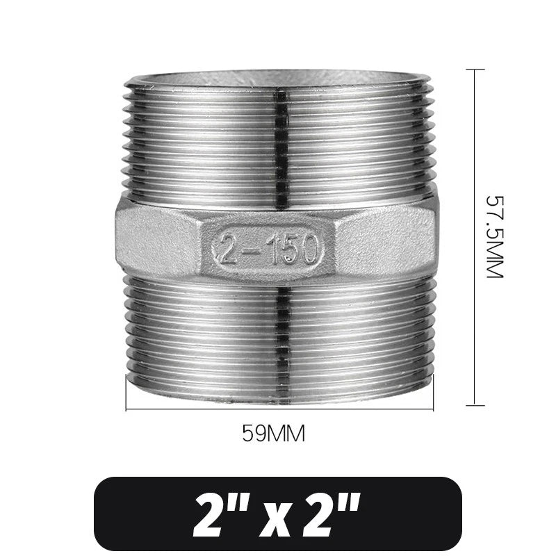304 Stainless Steel Hex Nipple Pipe Fitting | Male to Male NPT Connector