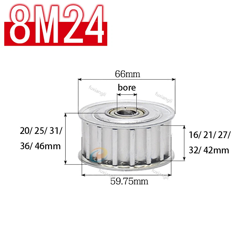 HTD-8M Timing Belt Drive Tensioner Pulley Width 16/21/27/32/42mm Idler Pulleys