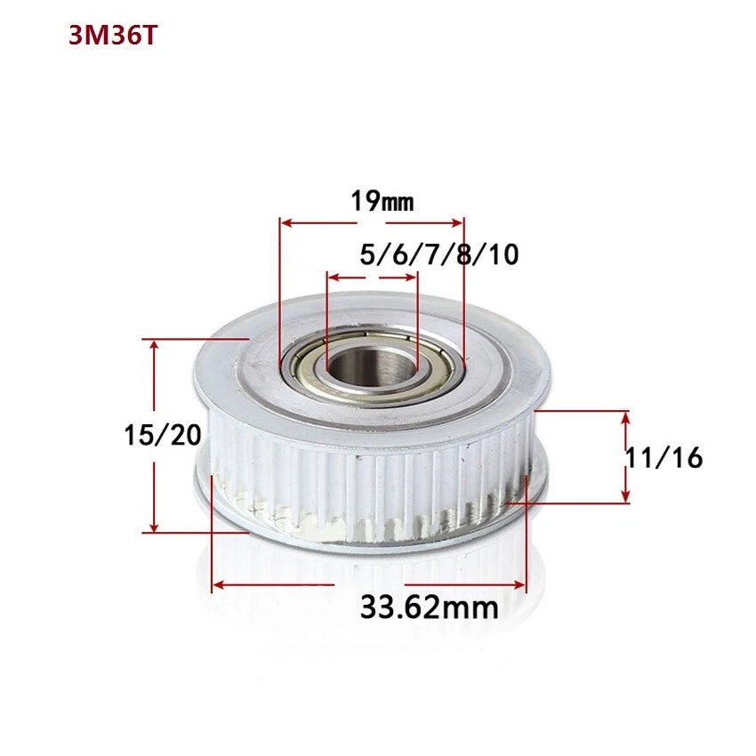 HTD-3M Timing Belt Tensioner Pulley Smooth Tooth/Toothed Idler Width 11/16mm