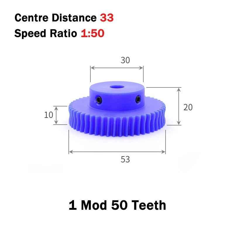 1 Module Nylon Precision Worm Gears 15 - 80 Teeth Worm Gear Wheel & Worm Shaft