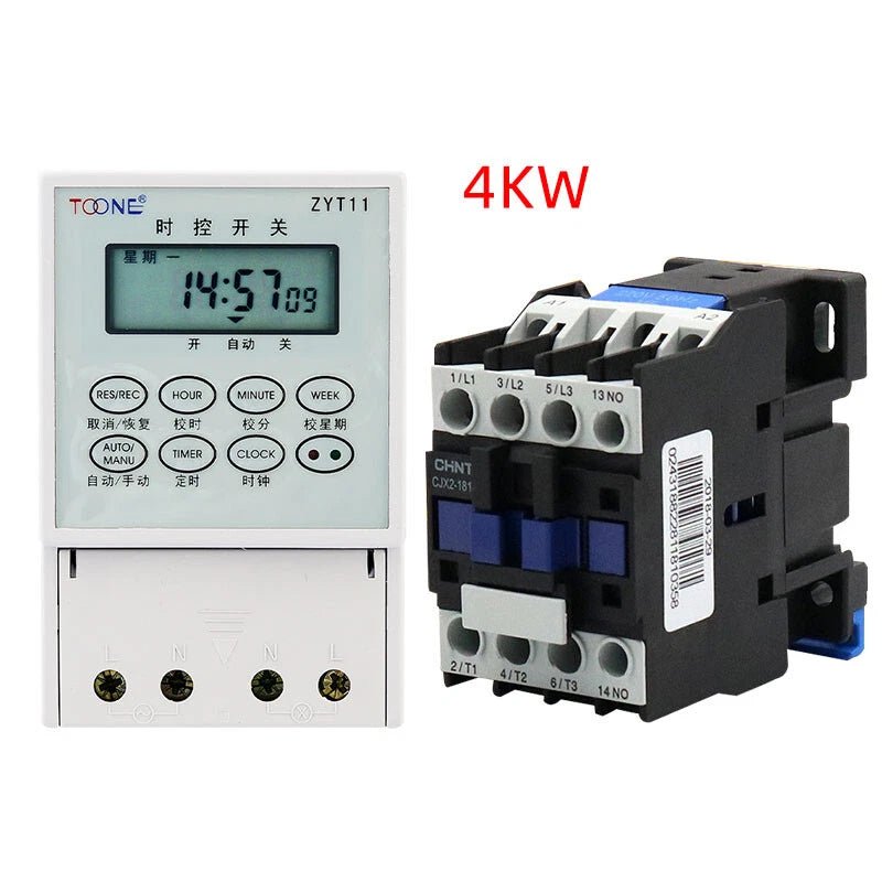 Time Switch AC 220V Timer + Contactors 2.2KW - 25KW for Street lights Billboards - HomeDIYer