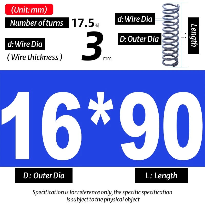 Compression Spring Pressure Big, Wire Dia 3.0mm Diameter 16-40mm Length 20-200mm